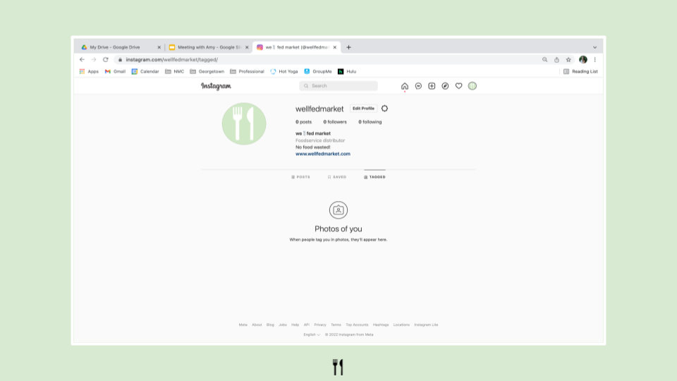 Wellfed Market's Instagram business profile page